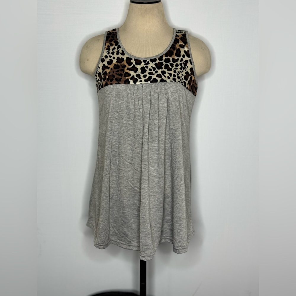 Gray Leopard Print Women's Tank Top